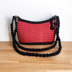 Baskets of Cambodia Red Black Tatami Bag Kim Ang Collection Shoulder Purse